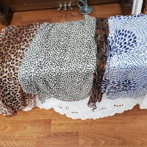 Leopard Print and Floral Scarves Set of Four